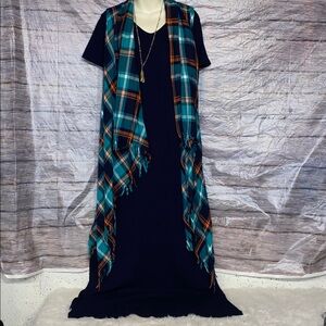 Cato Plaid Open Front Vest